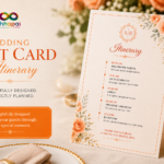 Custom wedding tent card itinerary printing with premium cardstock