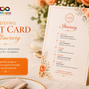 Custom wedding tent card itinerary printing with premium cardstock