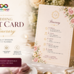 Custom wedding tent card itinerary printing with premium cardstock