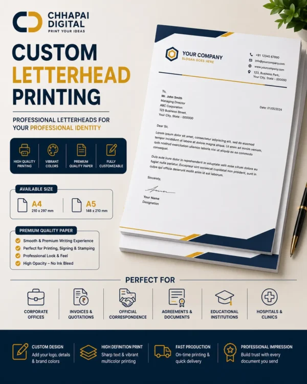 chhapai digital letter head custom printed